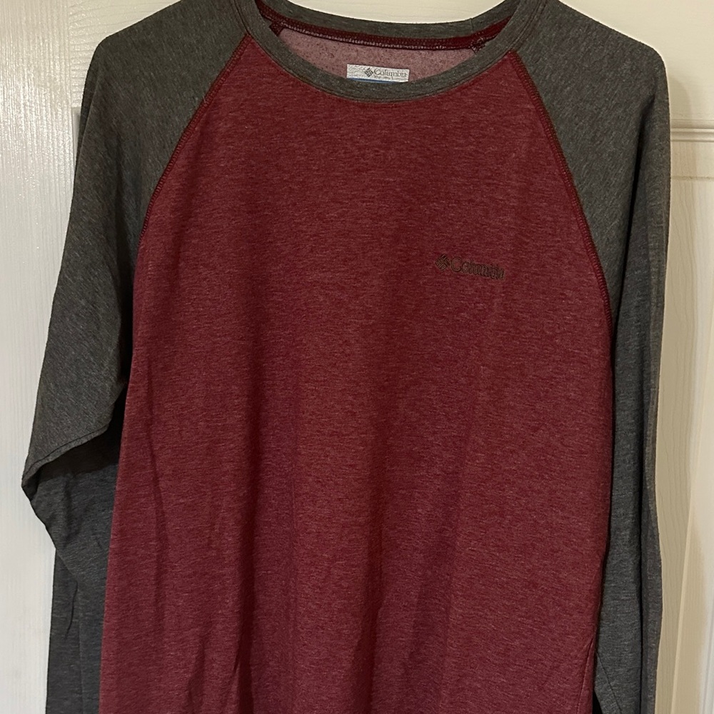 Columbia Men's Burgundy and Charcoal Long Sleeve Tee